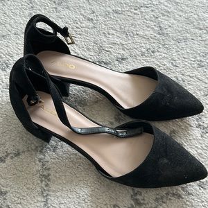 Aldo black suede strappy block heels - Size 37.5
